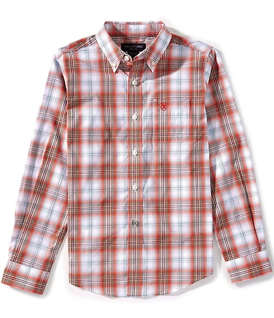 Ariat Big Boys Wallis Pro Series Long-Sleeve Plaid Woven Shirt