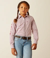 Ariat Big Girls Long Sleeve Button-Front Western Styling Geo Print Shirt
