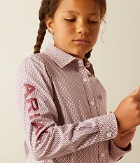 Ariat Big Girls Long Sleeve Button-Front Western Styling Geo Print Shirt