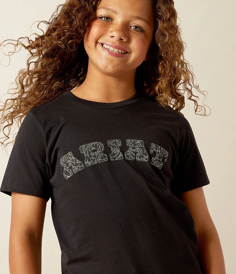 Ariat Big Girls Big Girls Short Sleeve Boot-Stitch Logo T-Shirt