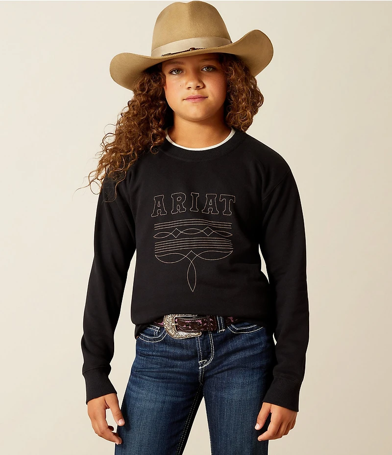 Ariat Big Girls Long-Sleeve Booted Logo Fleece Hoodie
