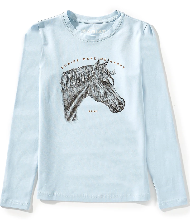 Ariat Big Girls Long-Sleeve Happy Equestrian-Themed T-Shirt