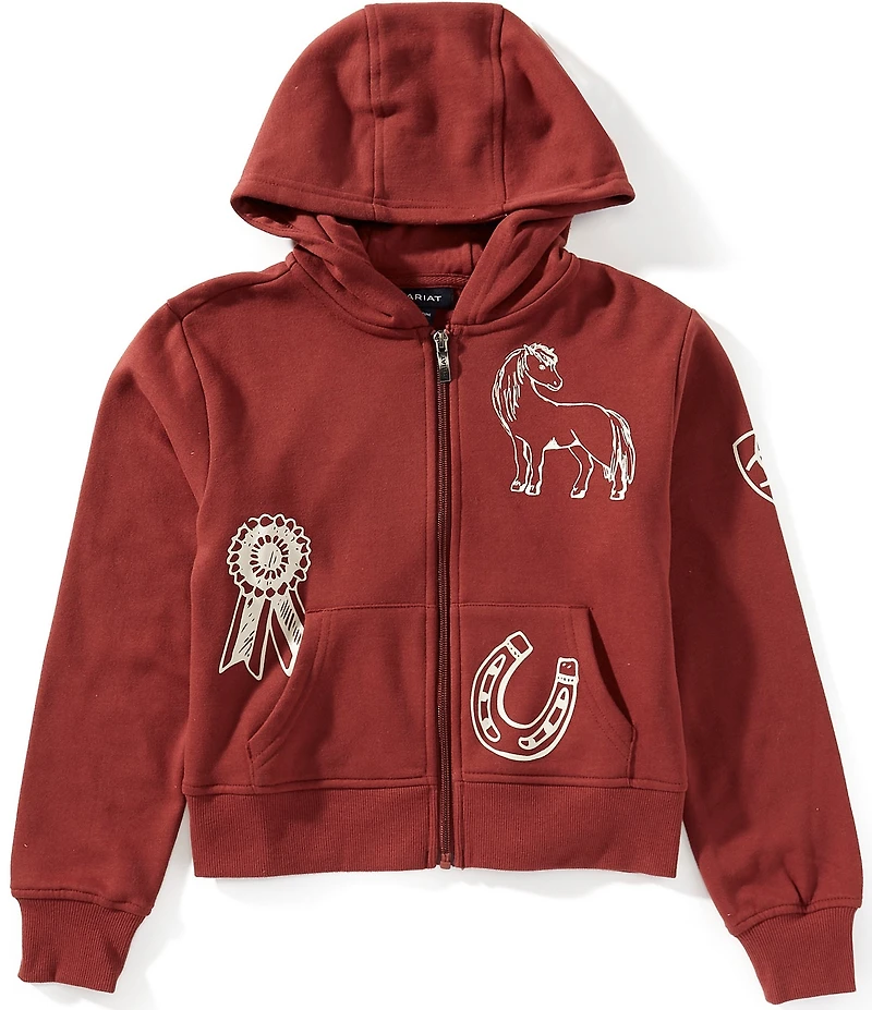 Ariat Big Girls Long-Sleeve Pony Fan Graphic Hooded Jacket