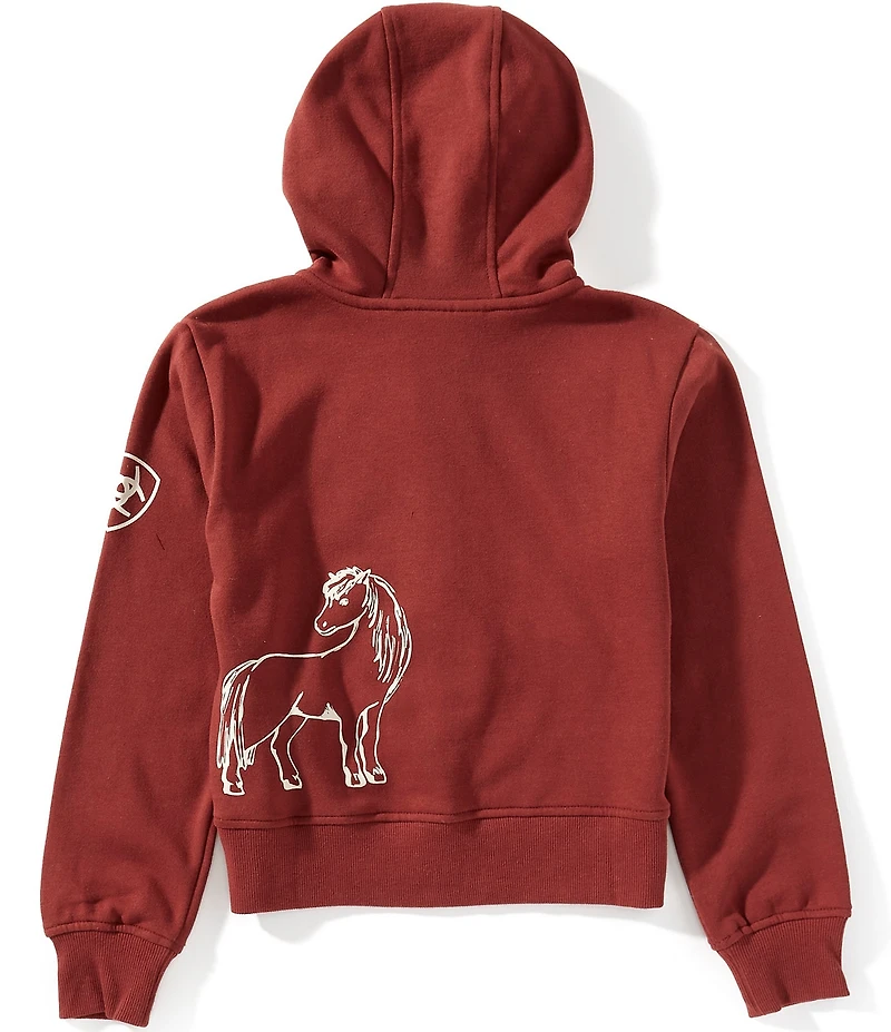Ariat Big Girls Long-Sleeve Pony Fan Graphic Hooded Jacket