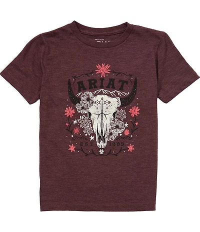Ariat Big Girls Short Sleeve Longhorn Floral T-Shirt