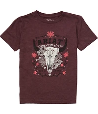 Ariat Big Girls Short Sleeve Longhorn Floral T-Shirt