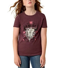 Ariat Big Girls Short Sleeve Longhorn Floral T-Shirt