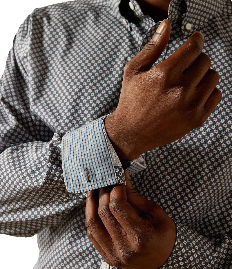 Ariat Caleb Classic Fit Wrinkle Free Long Sleeve Printed Woven Shirt