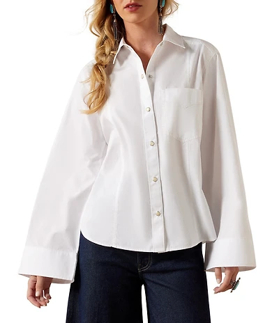 Ariat Cassidy Pearl Snap Long Bell Sleeve Top