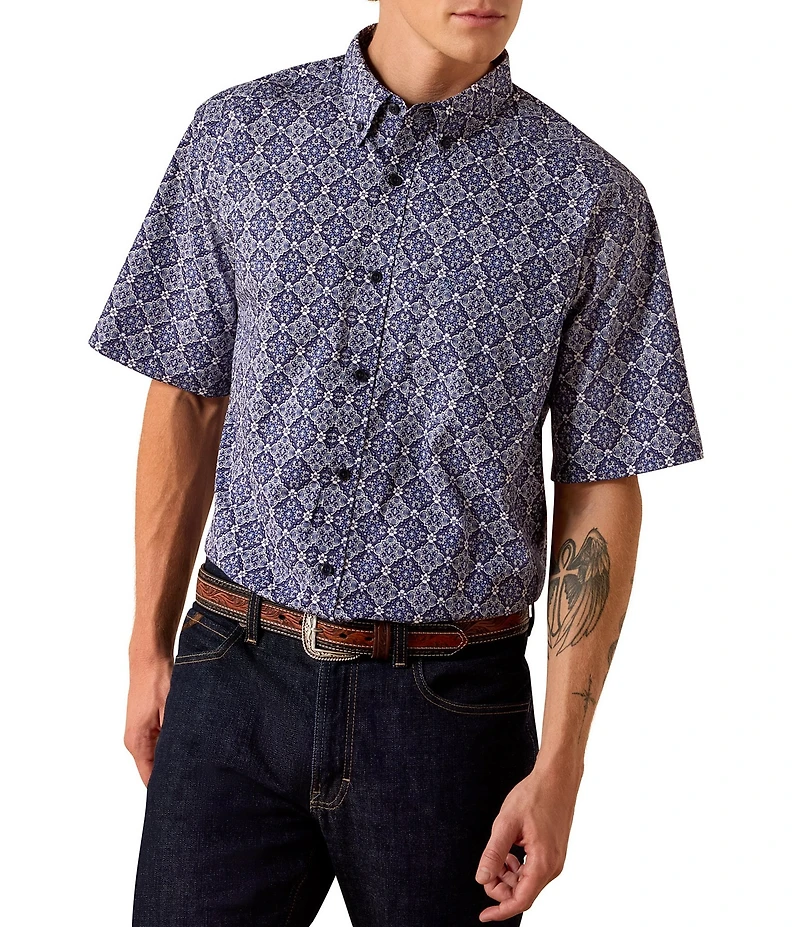 Ariat Classic Fit Short Sleeve Bill Medallion Printed Shirt