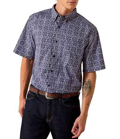 Ariat Classic Fit Short Sleeve Bill Medallion Printed Shirt