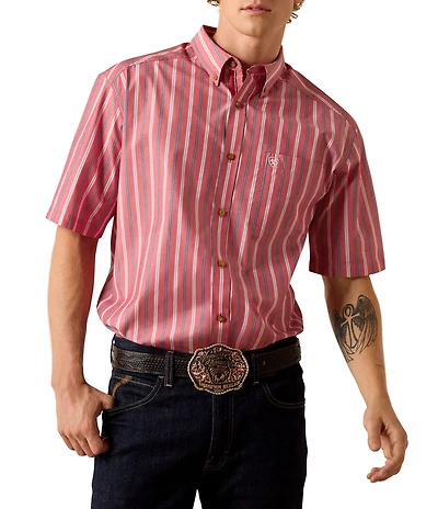 Ariat Classic Fit Short Sleeve Pro Series Bobby Striped Shirt