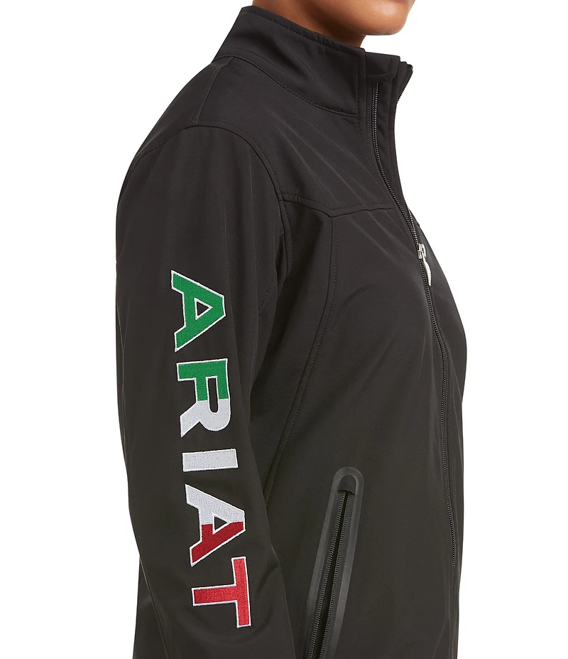 Ariat Classic Team Softshell Mexico Stand Collar Long Sleeve Zip Front Jacket