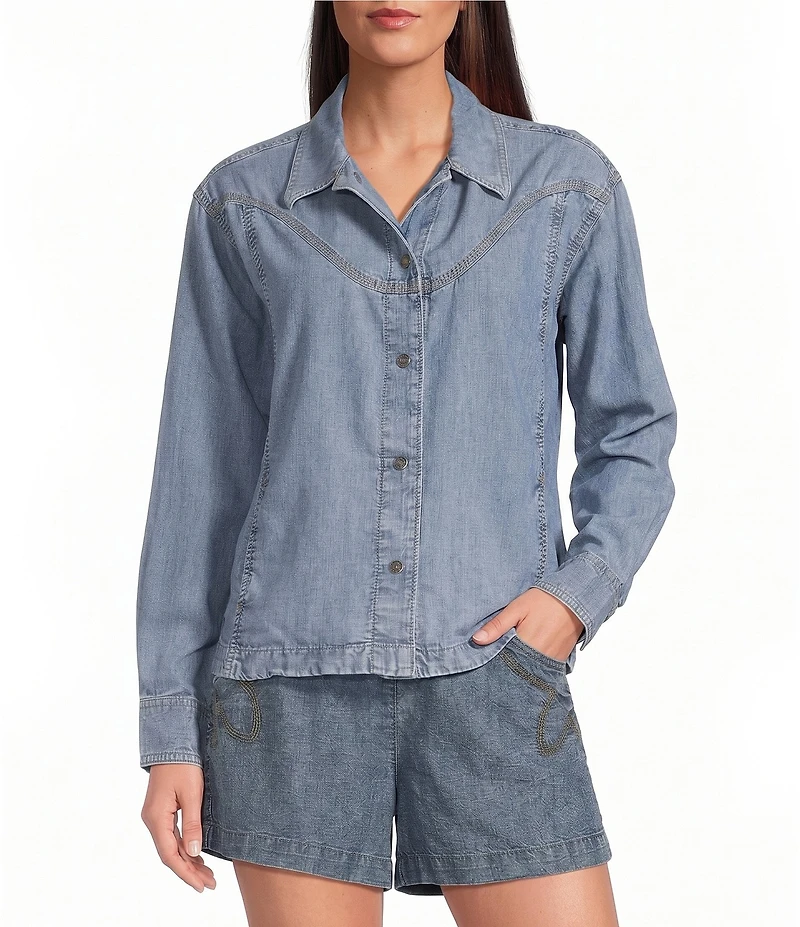 Ariat Coordinating Bonfire Western Yoke Point Collar Long Sleeve Snap Front Shirt
