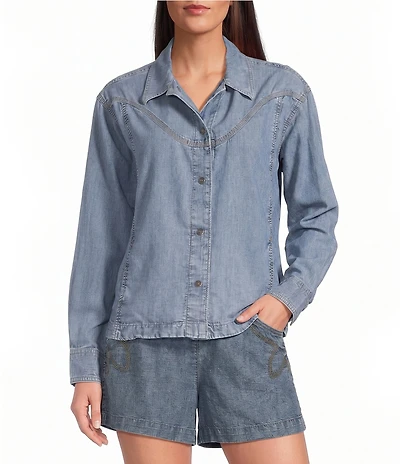 Ariat Coordinating Bonfire Western Yoke Point Collar Long Sleeve Snap Front Shirt
