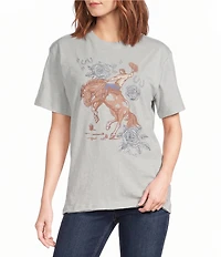Ariat Cowboy Rose Cotton Crew Neck Short Sleeve Boyfriend T-Shirt