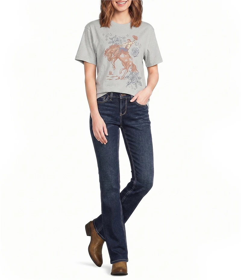 Ariat Cowboy Rose Cotton Crew Neck Short Sleeve Boyfriend T-Shirt