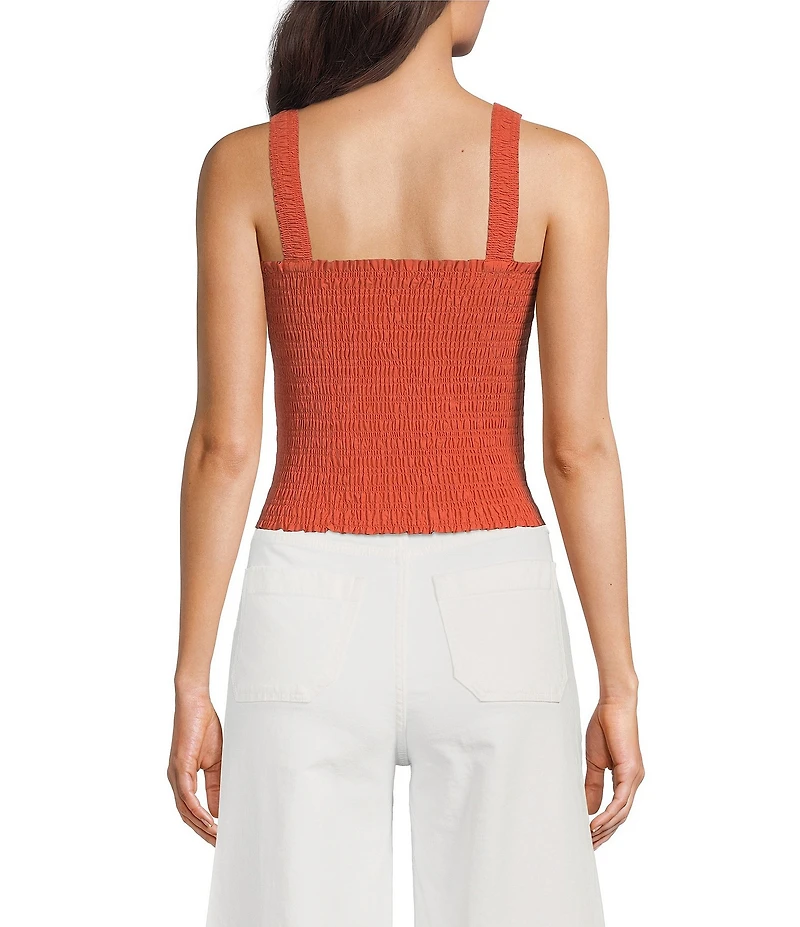 Ariat Darla Linen Blend Sleeveless Square Neck Smocked Crop Top