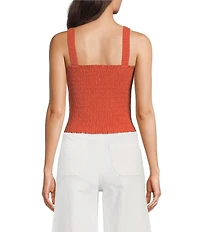 Ariat Darla Linen Blend Sleeveless Square Neck Smocked Crop Top