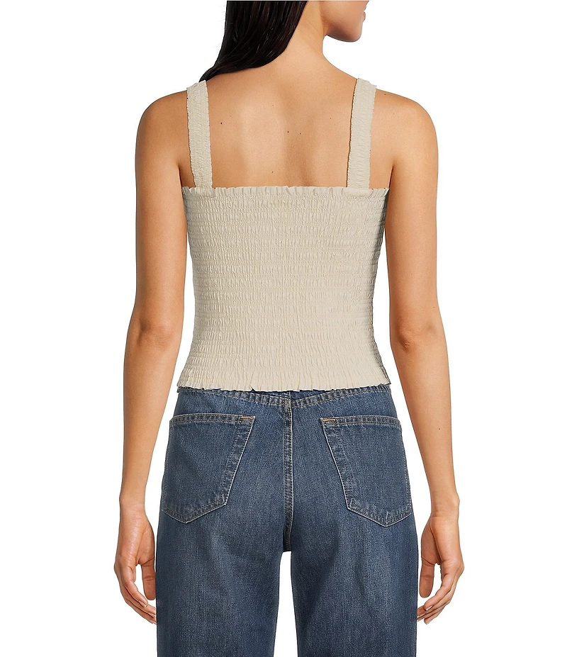 Ariat Darla Linen Blend Sleeveless Square Neck Smocked Crop Top