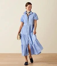 Ariat Dovestone Seersucker Puff Sleeve Tiered Shirt Dress