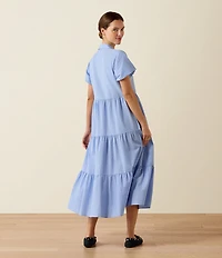 Ariat Dovestone Seersucker Puff Sleeve Tiered Shirt Dress