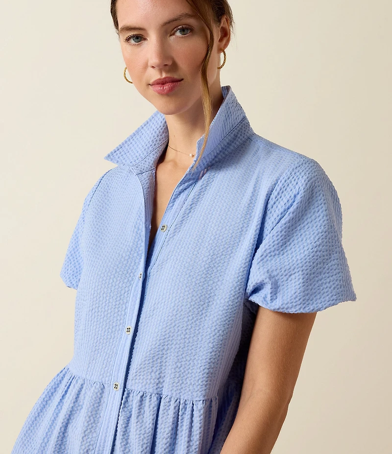 Ariat Dovestone Seersucker Puff Sleeve Tiered Shirt Dress