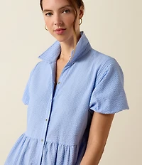 Ariat Dovestone Seersucker Puff Sleeve Tiered Shirt Dress
