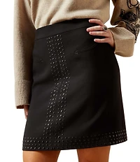 Ariat Stretch Twill Embellished Studded After Party Mini Skirt