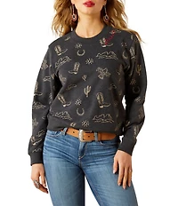Ariat Essential Western Icons Crew Neck Long Sleeve Fleece Sweatshirt