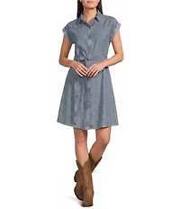 Ariat Hampton Lightweight Denim Point Collar Cap Sleeve Snap Front Shirt Dress