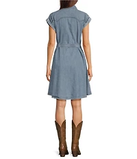Ariat Hampton Lightweight Denim Point Collar Cap Sleeve Snap Front Shirt Dress