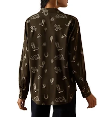 Ariat Homestyle Icon Print Point Collar Long Sleeve Button Front Shirt