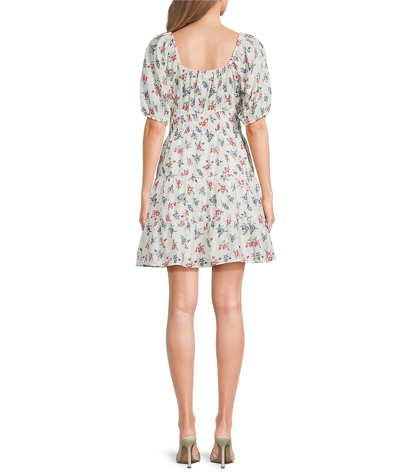 Ariat Juliet Floral Square Neck Short Puff Sleeve Tiered A-Line Dress