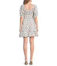 Ariat Juliet Floral Square Neck Short Puff Sleeve Tiered A-Line Dress
