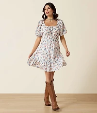 Ariat Juliet Floral Square Neck Short Puff Sleeve Tiered A-Line Dress