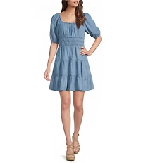 Ariat Juliet Tencel Square Neck Short Puff Sleeve Tiered A-Line Dress