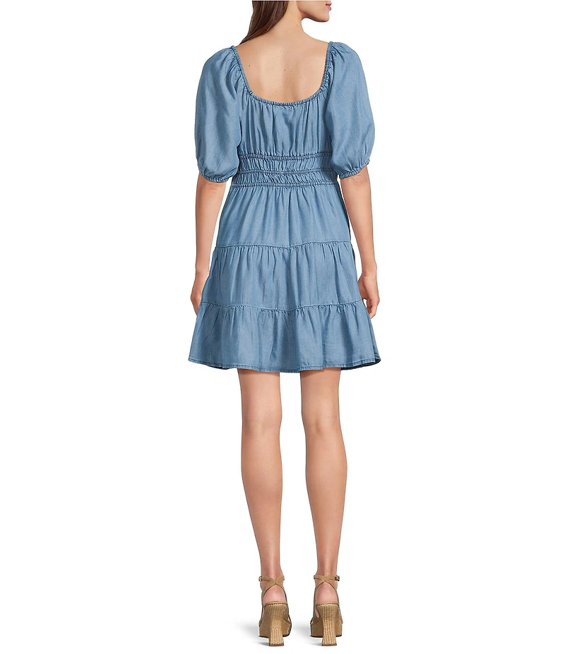 Ariat Juliet Tencel Square Neck Short Puff Sleeve Tiered A-Line Dress