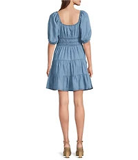Ariat Juliet Tencel Square Neck Short Puff Sleeve Tiered A-Line Dress