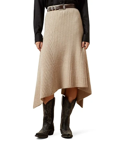 Ariat Juno Ribbed Knit Handkerchief Hem Midi Skirt