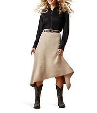 Ariat Juno Ribbed Knit Handkerchief Hem Midi Skirt