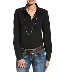 Ariat Kirby Stretch Poplin Button Front Point Collar Long Sleeve Shirt
