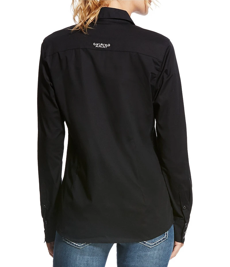 Ariat Kirby Stretch Poplin Button Front Point Collar Long Sleeve Shirt