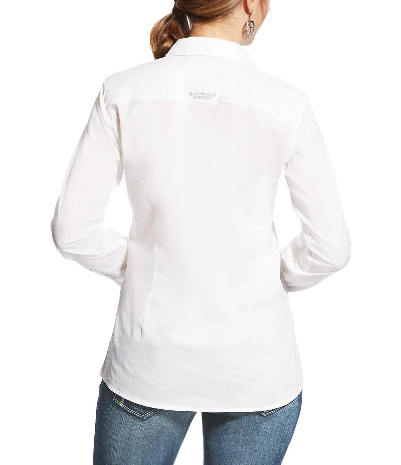 Ariat Kirby Stretch Poplin Button Front Point Collar Long Sleeve Shirt
