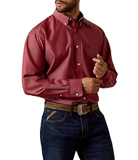 Ariat Long Sleeve Wrinkle Free Yarn Dye Pinpoint Oxford Shirt