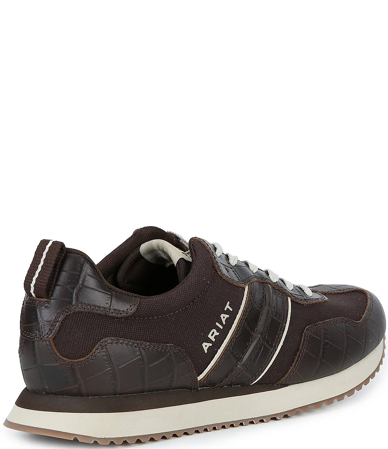 Ariat Men's Ranch Suede Croco Embossed Leather Runner Sneakers