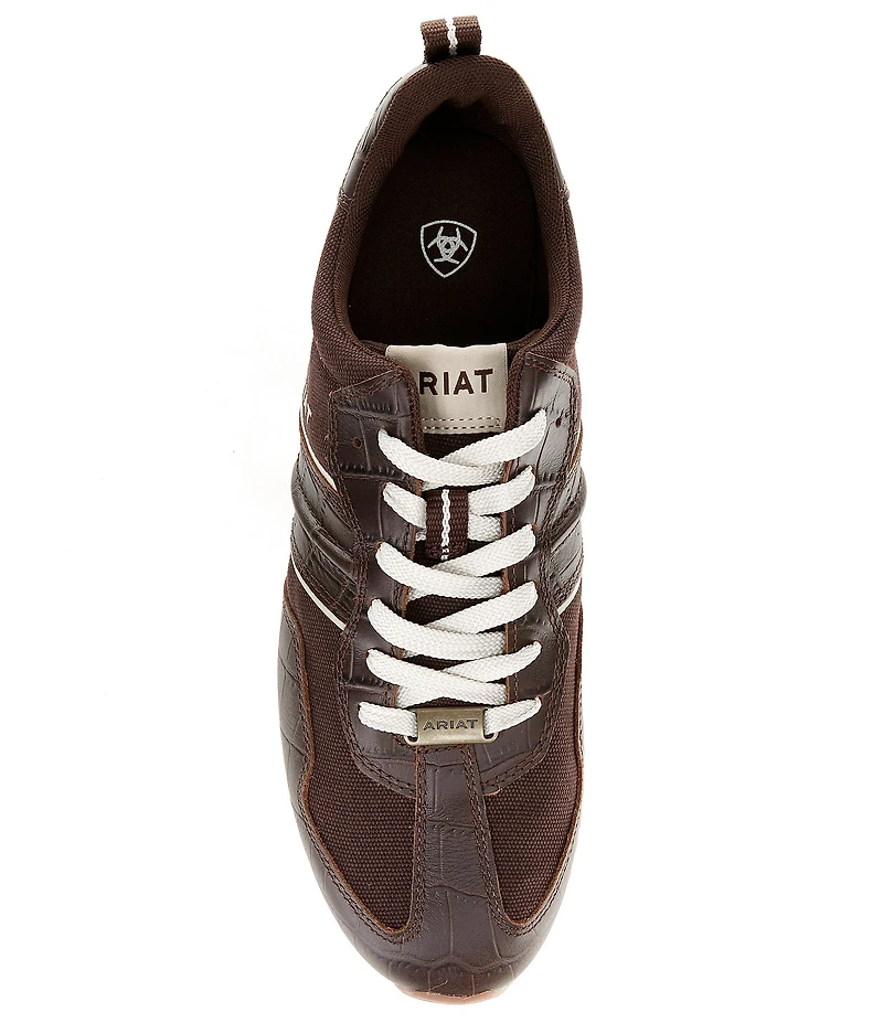 Ariat Men's Ranch Suede Croco Embossed Leather Runner Sneakers