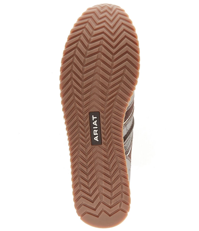 Ariat Men's Ranch Suede Croco Embossed Leather Runner Sneakers