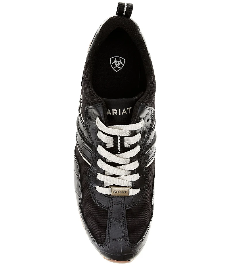 Ariat Men's Ranch Suede Croco Embossed Leather Runner Sneakers