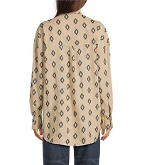 Ariat Poppy Summer Southwestern Print Linen Blend Oversized Long Sleeve Overshirt